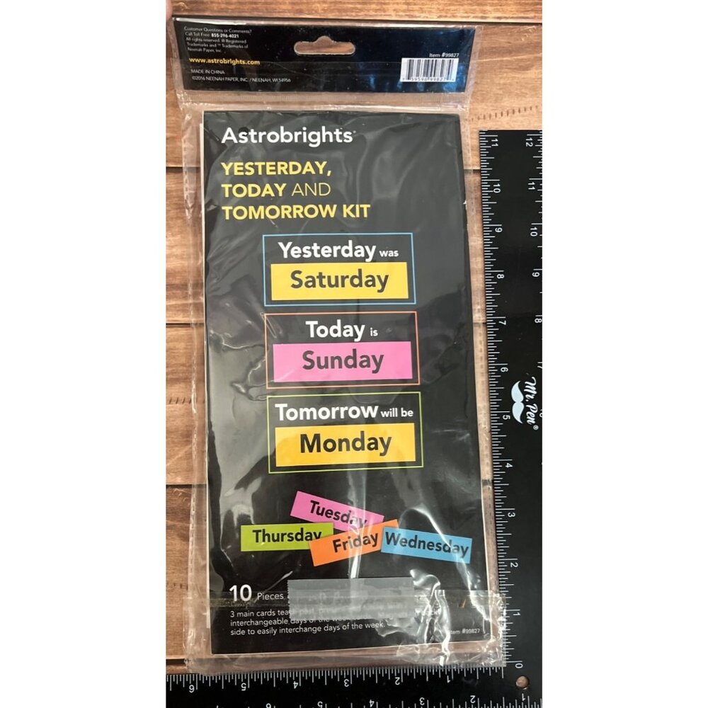 Astrobrights, Learning cards, days of the week 10 Piece Set With Magnets 99827
